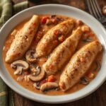 Comida a domicilio - Solomillos de pollo con salsa mixta y champiñones